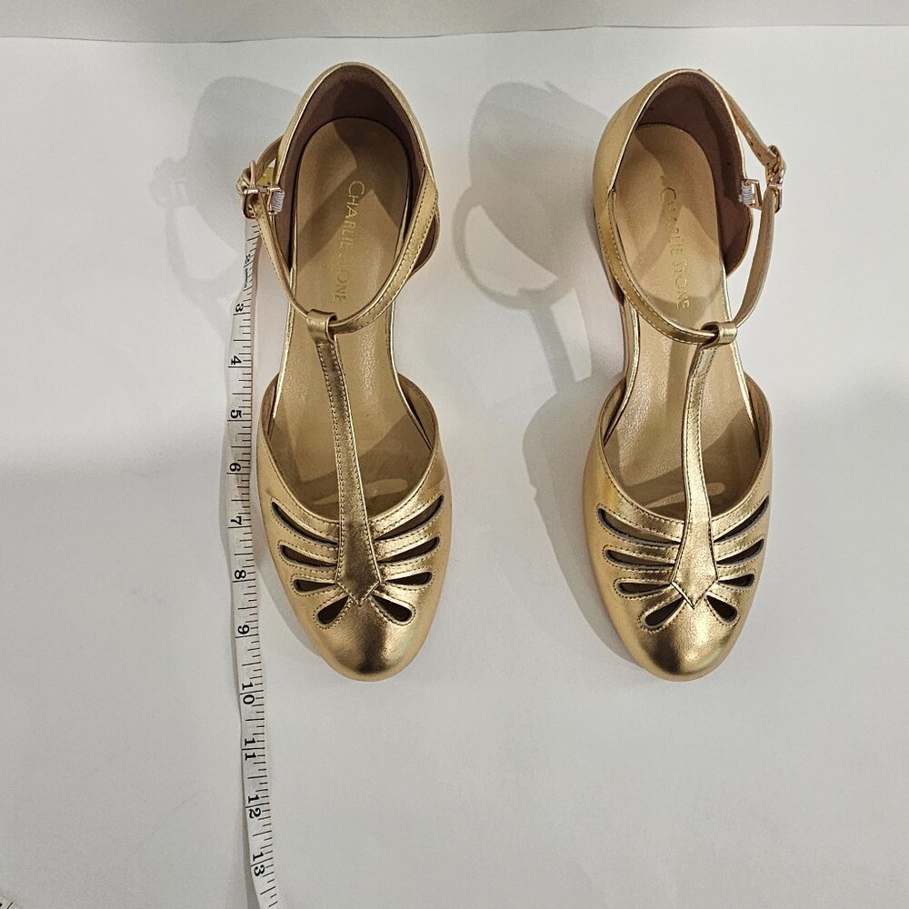 Charlie Stone Flats, Singapore (Metallic Gold),EU 38/Sz 8, Inner Wedge,Leather - Picture 3 of 11